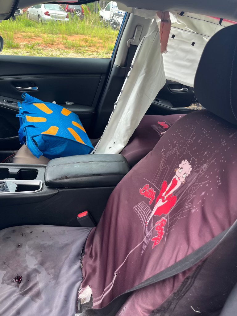 Passenger area of vehicle after accident